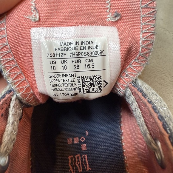 Converse Shoes Chuck Taylor All Star Little Sz 10 Blue Glitter Double Tongue - Picture 7 of 8